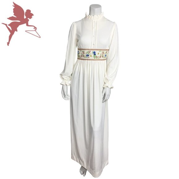 VINTAGE 1970's PEGGY BARKER Cottagecore Maxi Dress - Picture 1 of 8